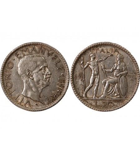 ITALIE, VICTOR EMMANUEL II - 20 LIRE ARGENT 1927 R ROME