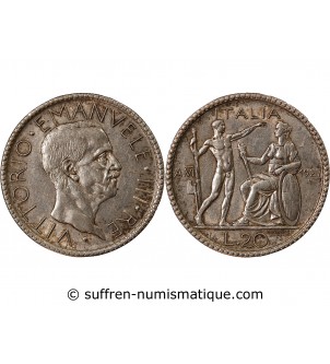 ITALIE, VICTOR EMMANUEL II - 20 LIRE ARGENT 1927 R ROME