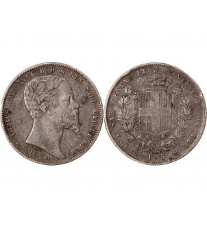 ITALIE, ROYAUME DE SARDAIGNE, VICTOR-EMMANUEL II - 5 LIRE ARGENT 1854 P GÊNES 2