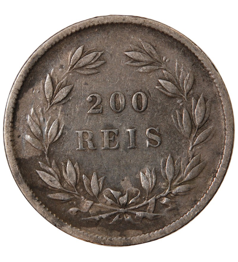 PORTUGAL, PIERRE V - 200 REIS ARGENT 1855