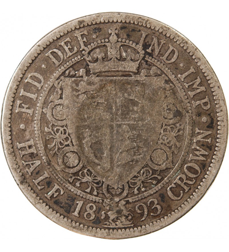 GRANDE-BRETAGNE, VICTORIA - 1/2 CROWN ARGENT 1893