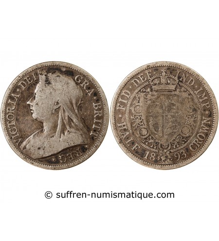 GRANDE-BRETAGNE, VICTORIA - 1/2 CROWN ARGENT 1893