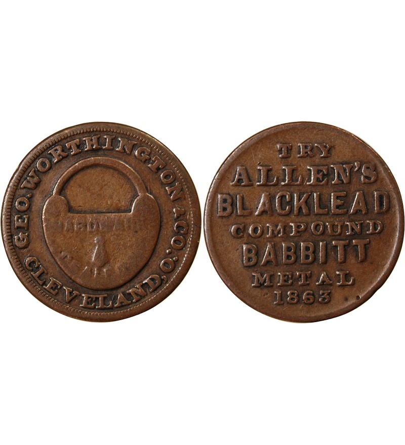 USA, CIVIL WAR - JETON CUIVRE 1863 CLEVELAND - G. WORTHINGTON
