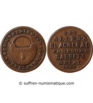 USA, CIVIL WAR - JETON CUIVRE 1863 CLEVELAND - G. WORTHINGTON