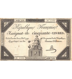 RÉVOLUTION FRANCAISE, ASSIGNAT - 50 LIVRES - LOI DU 14/12/1792 2