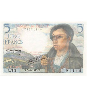 FRANCE - 5 FRANCS BERGER 05/08/1943 - SÉRIE L.70