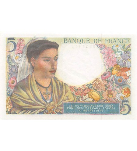 FRANCE - 5 FRANCS BERGER 05/08/1943 - SÉRIE L.70