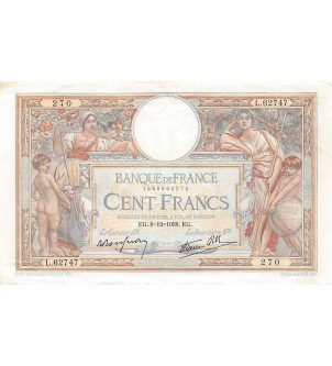 FRANCE - 100 FRANCS LUC-OLIVIER MERSON 08/12/1938 - SÉRIE L.62747