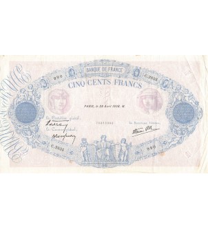 FRANCE - 500 FRANCS BLEU ET ROSE 28/04/1938 - SÉRIE C.2835