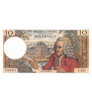 FRANCE - 10 FRANCS VOLTAIRE 07/09/1967 - SÉRIE S.355