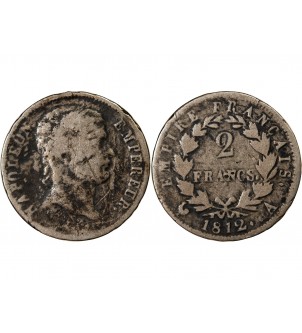 NAPOLEON Ier - 2 FRANCS ARGENT 1812 A PARIS 2