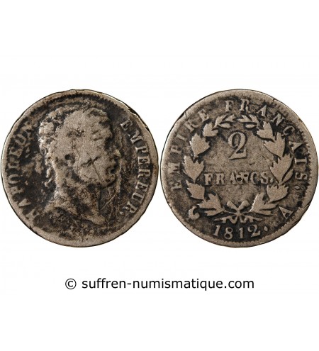 NAPOLEON Ier - 2 FRANCS ARGENT 1812 A PARIS