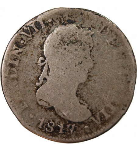 BOLIVIE, FERDINAND VII - 2 REALES ARGENT 1817 PJ