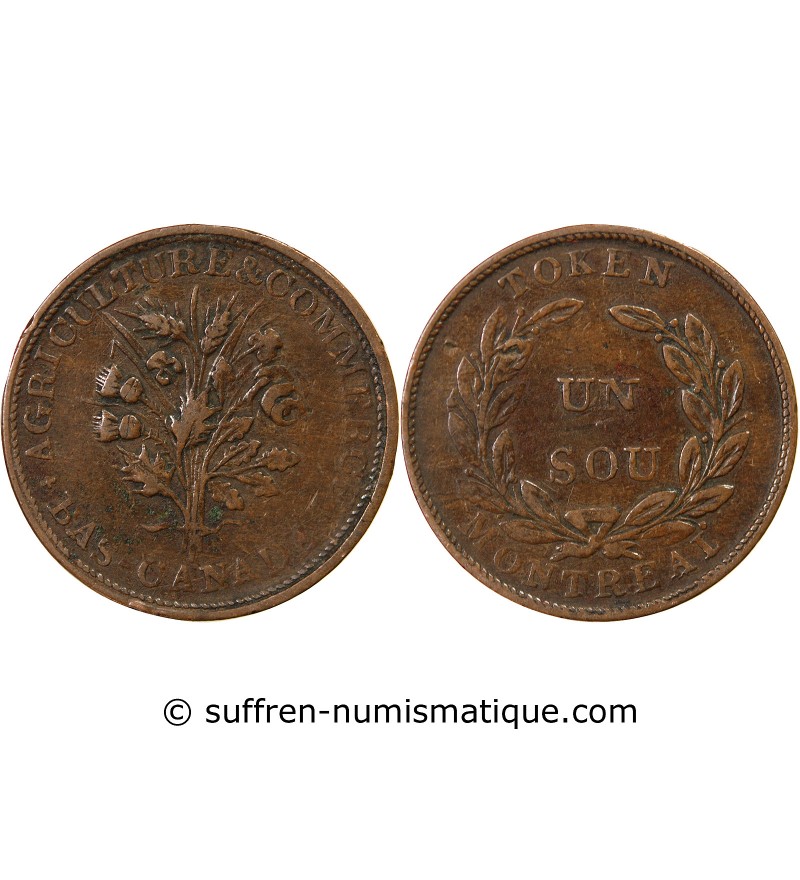 BAS-CANADA – JETON 1 SOU 1835 / 1838 MONTREAL