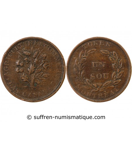 BAS-CANADA – JETON 1 SOU 1835 / 1838 MONTREAL
