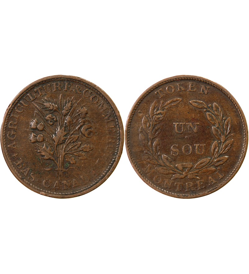 BAS-CANADA – JETON 1 SOU 1835 / 1838 MONTREAL