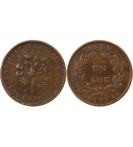 BAS-CANADA – JETON 1 SOU 1835 / 1838 MONTREAL