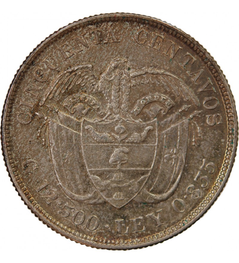 COLOMBIE - 50 CENTAVOS ARGENT 1892 - CHRISTOPHE COLOMB