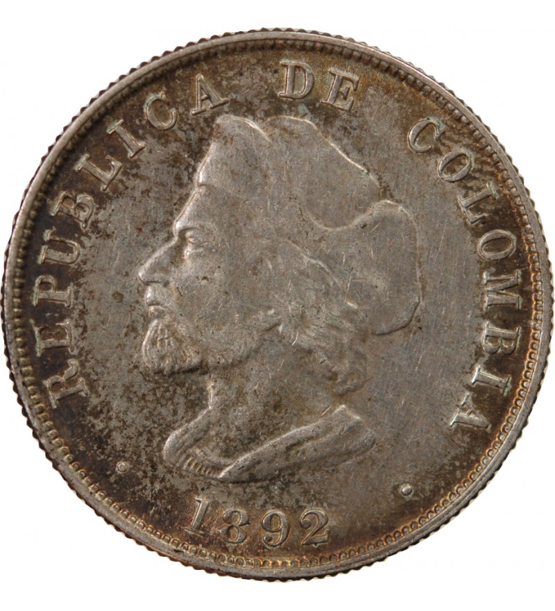 COLOMBIE - 50 CENTAVOS ARGENT 1892 - CHRISTOPHE COLOMB