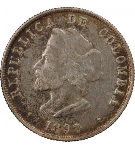 COLOMBIE - 50 CENTAVOS ARGENT 1892 - CHRISTOPHE COLOMB