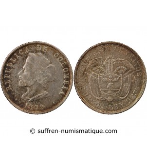 COLOMBIE - 50 CENTAVOS ARGENT 1892 - CHRISTOPHE COLOMB
