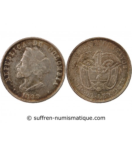 COLOMBIE - 50 CENTAVOS ARGENT 1892 - CHRISTOPHE COLOMB