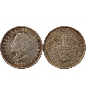 COLOMBIE - 50 CENTAVOS ARGENT 1892 - CHRISTOPHE COLOMB 2