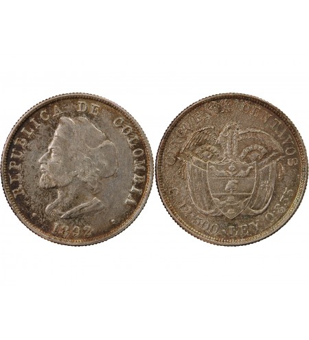 COLOMBIE - 50 CENTAVOS ARGENT 1892 - CHRISTOPHE COLOMB