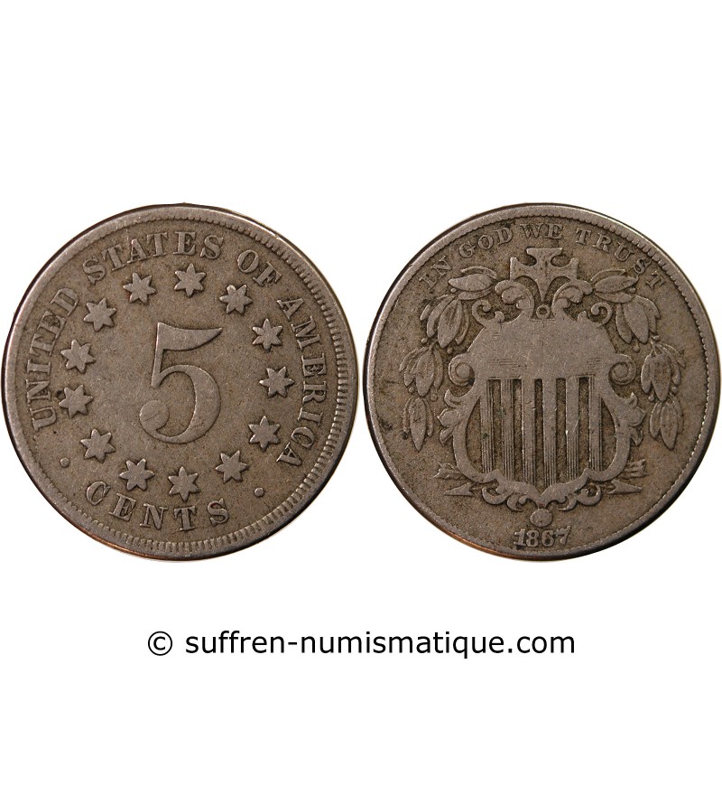 USA - 5 CENTS "Union Shield" 1867