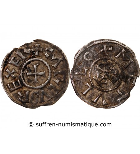 CHARLES II LE CHAUVE - DENIER ARGENT 840 / 864 MELLE