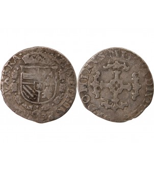 PAYS-BAS ESPAGNOLS, DUCHÉ DE BRABANT, PHILIPPE II - 1/20 ÉCU ARGENT 1594 2