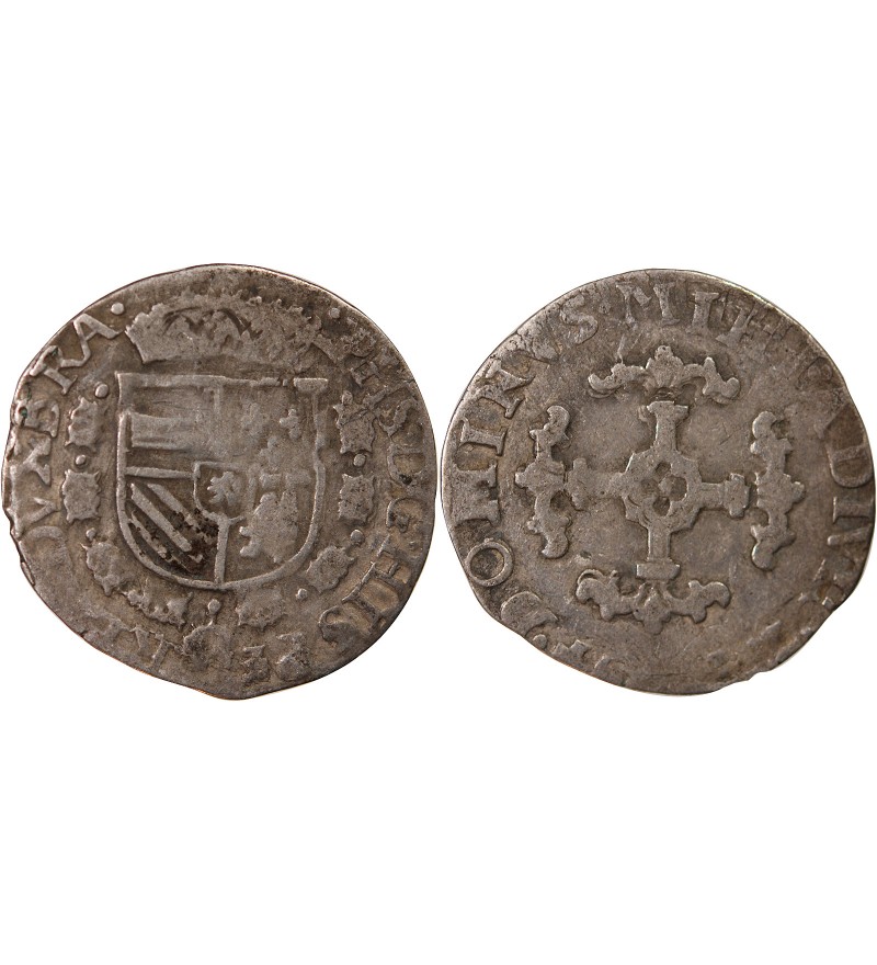 PAYS-BAS ESPAGNOLS, DUCHÉ DE BRABANT, PHILIPPE II - 1/20 ÉCU ARGENT 1594