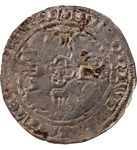 DUCHÉ DE BRETAGNE, JEAN IV - GROS AU HEAUME ARGENT 1345 / 1399 VANNES