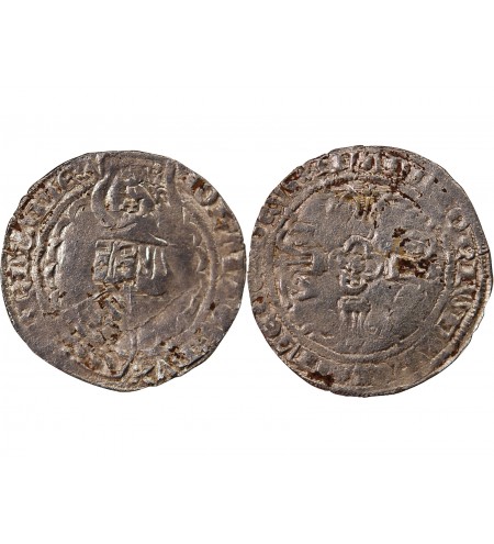 DUCHÉ DE BRETAGNE, JEAN IV - GROS AU HEAUME ARGENT 1345 / 1399 VANNES