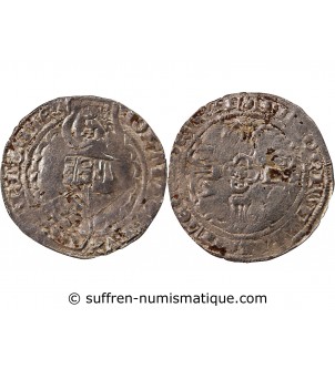 DUCHÉ DE BRETAGNE, JEAN IV - GROS AU HEAUME ARGENT 1345 / 1399 VANNES