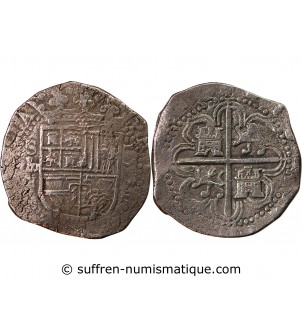 ESPAGNE, PHILIPPE II - 8 REALES ARGENT 1591 SEVILLE