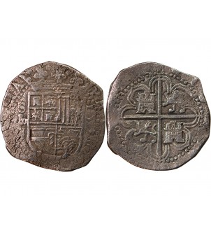 ESPAGNE, PHILIPPE II - 8 REALES ARGENT 1591 SEVILLE 2