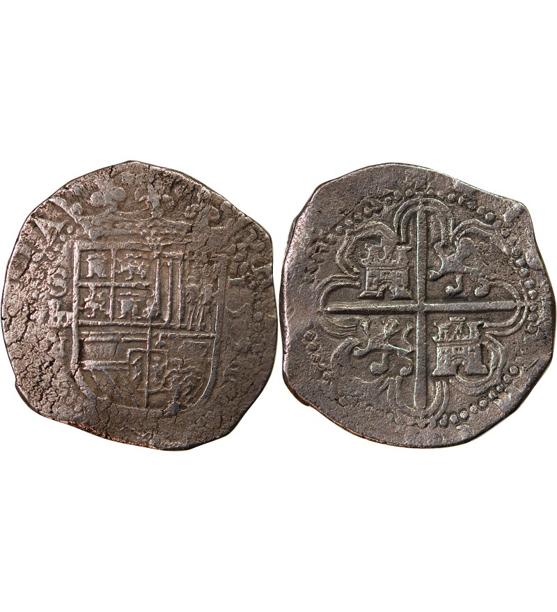 ESPAGNE, PHILIPPE II - 8 REALES ARGENT 1591 SEVILLE