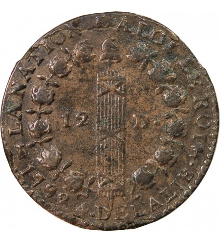REVOLUTION FRANCAISE, CONSTITUTION - 12 DENIERS 1792 T NANTES