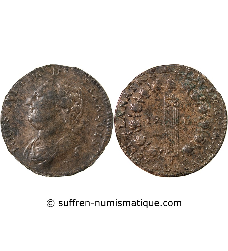 REVOLUTION FRANCAISE, CONSTITUTION - 12 DENIERS 1792 T NANTES