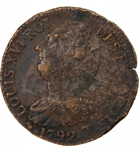 REVOLUTION FRANCAISE, CONSTITUTION - 2 SOLS 1792 T NANTES