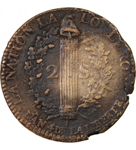 REVOLUTION FRANCAISE, CONSTITUTION - 2 SOLS 1792 T NANTES