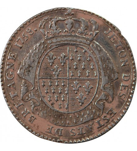 ETATS DE BRETAGNE, LOUIS XV – JETON ARGENT 1758 SAINT-BRIEUC Daniel 109