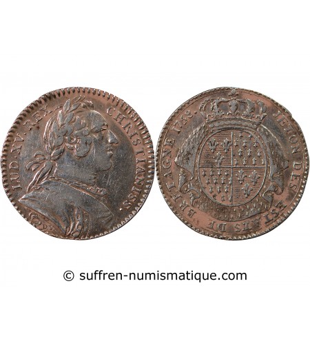 ETATS DE BRETAGNE, LOUIS XV – JETON ARGENT 1758 SAINT-BRIEUC Daniel 109