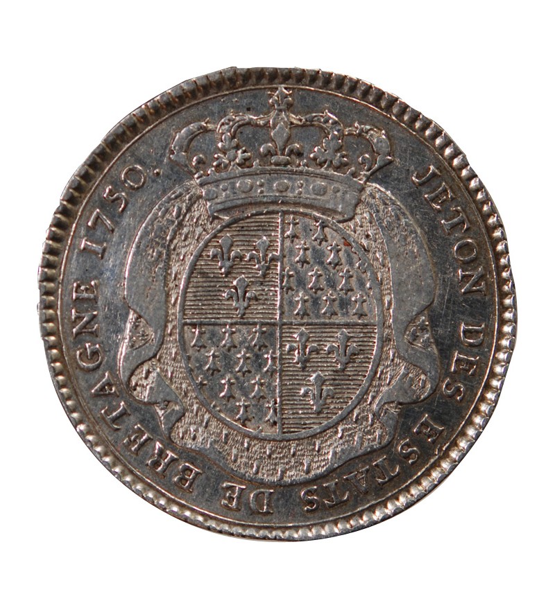 EETATS DE BRETAGNE, LOUIS XV – JETON ARGENT 1750 RENNES Daniel 100
