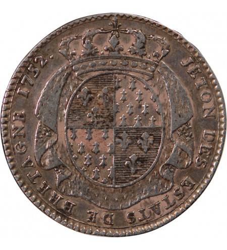 ETATS DE BRETAGNE, LOUIS XV – JETON ARGENT 1752 RENNES Daniel 101