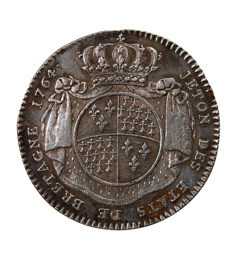 ETATS DE BRETAGNE, LOUIS XV – JETON ARGENT 1764 RENNES Daniel 115