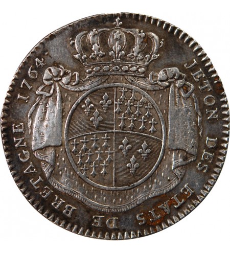 ETATS DE BRETAGNE, LOUIS XV – JETON ARGENT 1764 RENNES Daniel 115