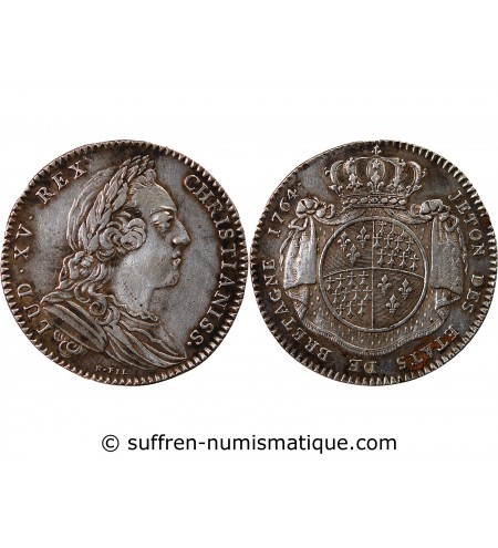 ETATS DE BRETAGNE, LOUIS XV – JETON ARGENT 1764 RENNES Daniel 115
