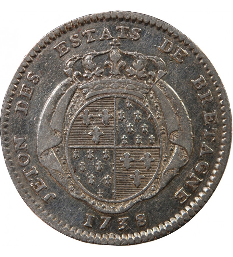 ETATS DE BRETAGNE, LOUIS XV – JETON ARGENT 1738 RENNES Daniel 90